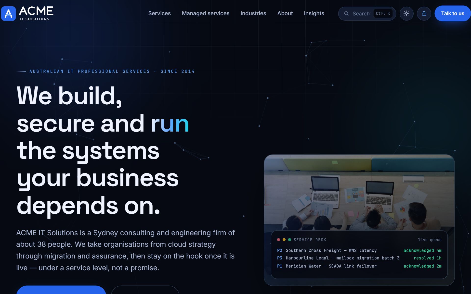 ACME IT Solutions, a demonstration technology consultancy website